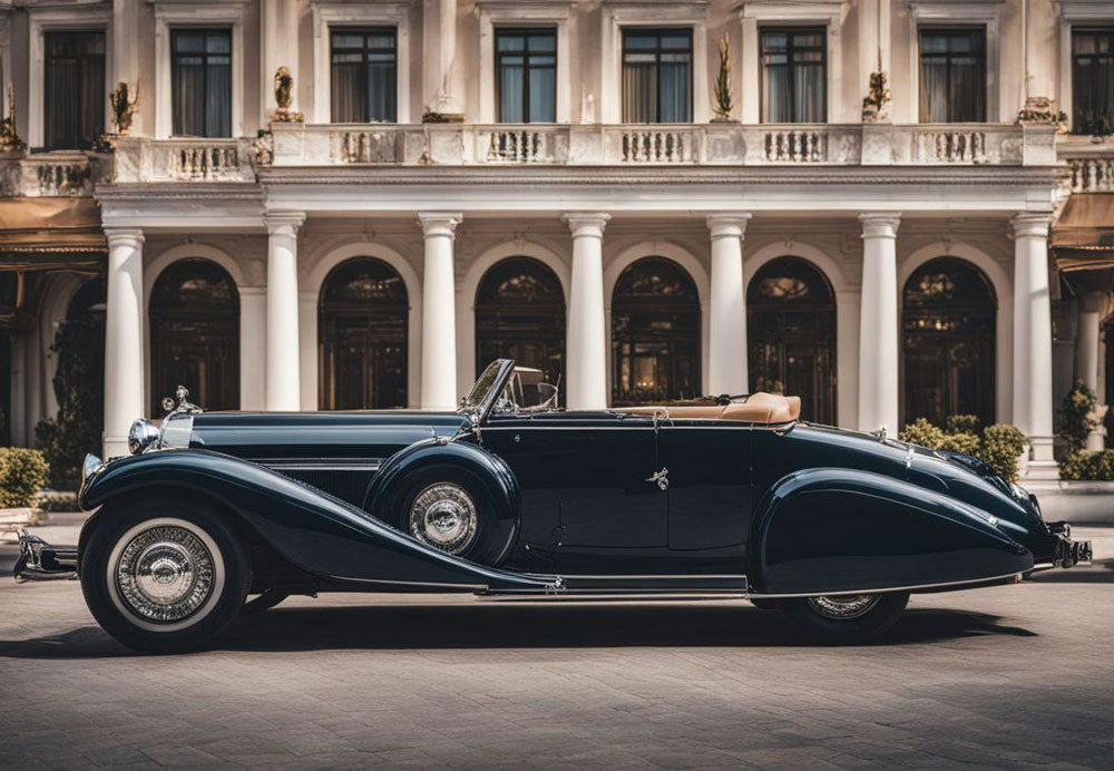 A car parked in front of a building