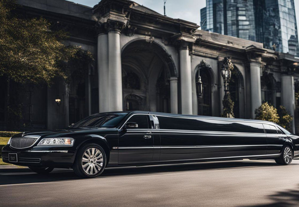 A black limousine on the street